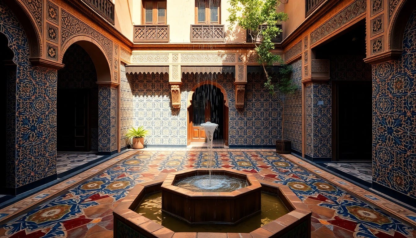 Moroccan riad courtyard