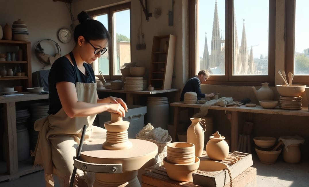 Throwing Clay Near Sagrada Familia: Pottery I Made in Barcelona