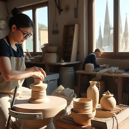 Image of: Throwing Clay Near Sagrada Familia: Pottery I Made in Barcelona